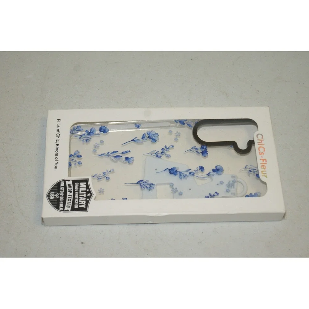 ChiCs-Fleur Samsung Galaxy S24 FE Case Blue Floral Lunelle Military Drop Tested